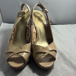 Christian Soriano Nude peep toe sling back heels size 9M as is